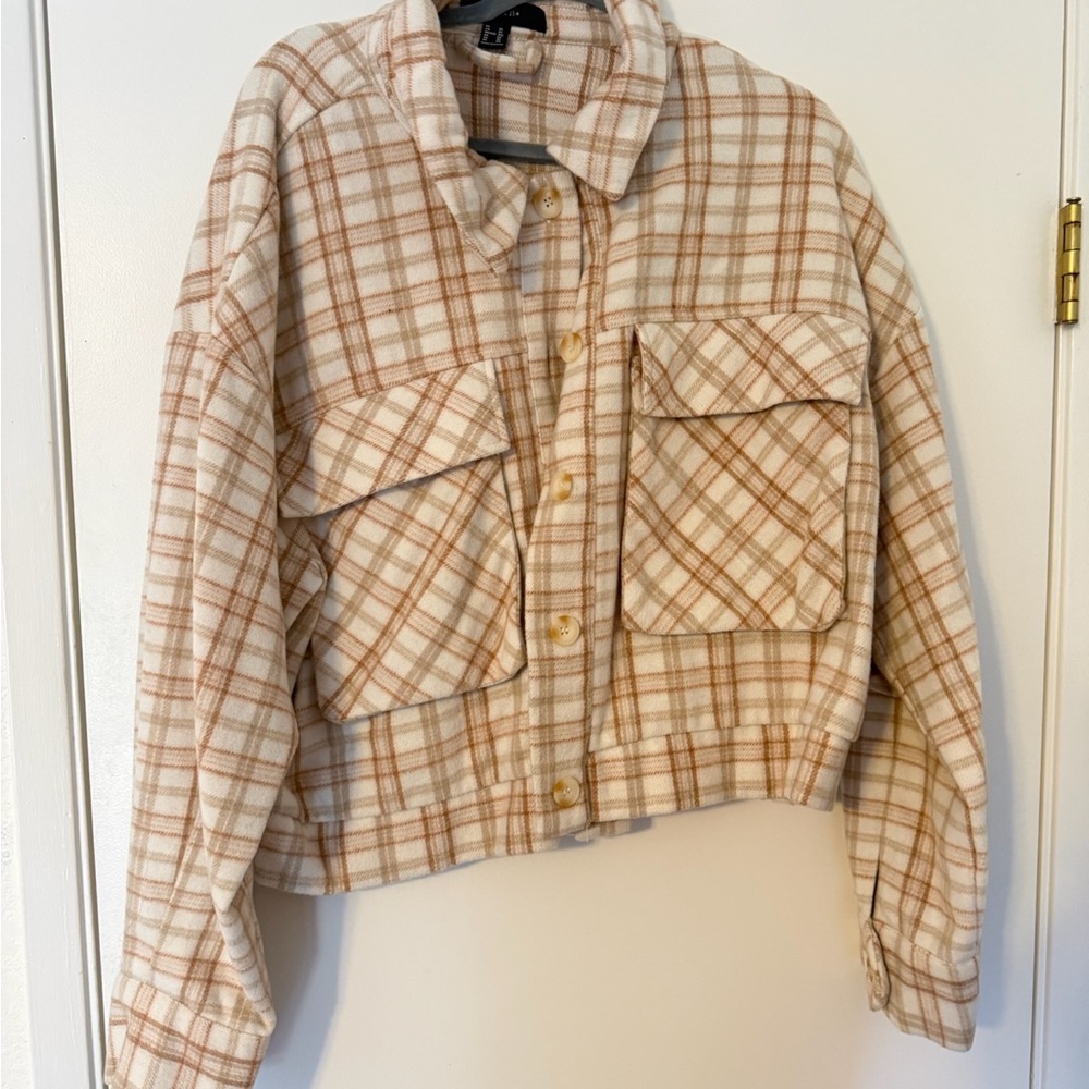 Forever 21+ Cream and Tan Plaid Shacket